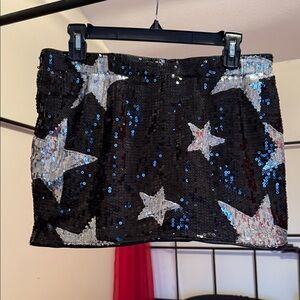 SHEIN Black and Silver Sequin Star Mini Skirt